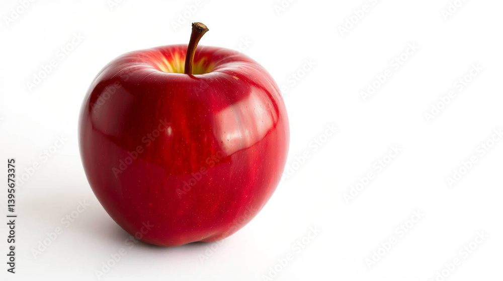 A single red apple on a clean white background A single red apple on a clean white background