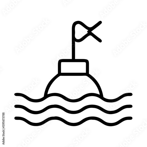 Floating navigation buoy icon for maritime safety and channel marking in the sea