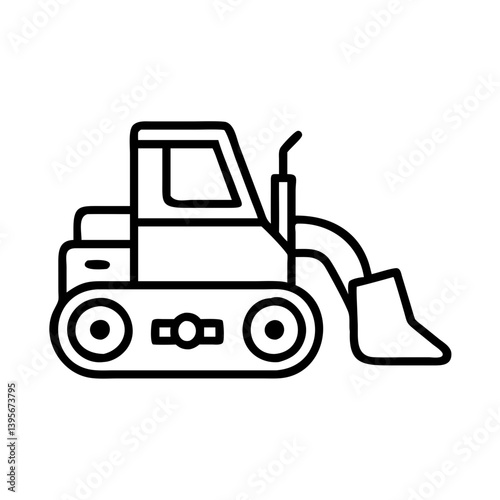 Bulldozer tractor construction vehicle icon vector illustration line drawing