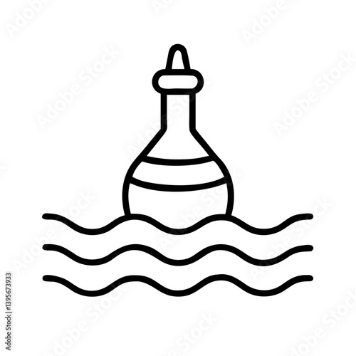 Outline vector drawing of a nautical buoy floating on the water for clip art use