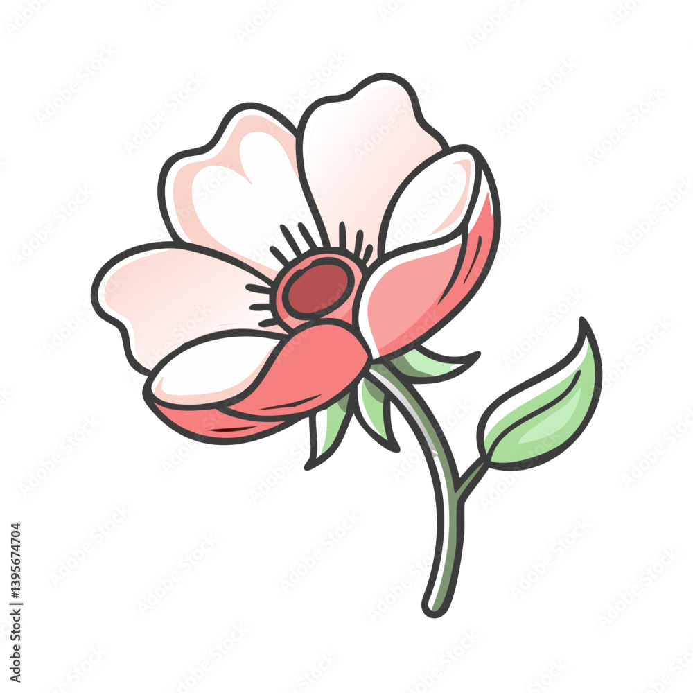 Obraz premium anemone flower icon, anemone flower vector illustration-simple illustration of anemone flower, perfect for anemone flower logos and icons