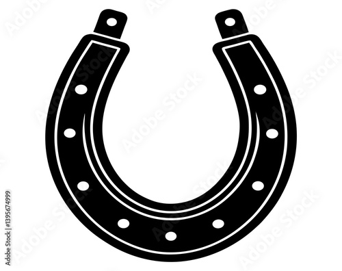 Minimalistic Black and White Horseshoe Line Drawing - Simple and Symmetrical