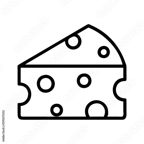 Cheese wedge vector icon illustration, swiss cheese outline drawing for design use