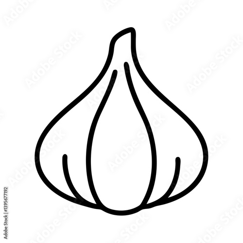 Garlic bulb outline vector icon, healthy food ingredient, cooking and seasoning