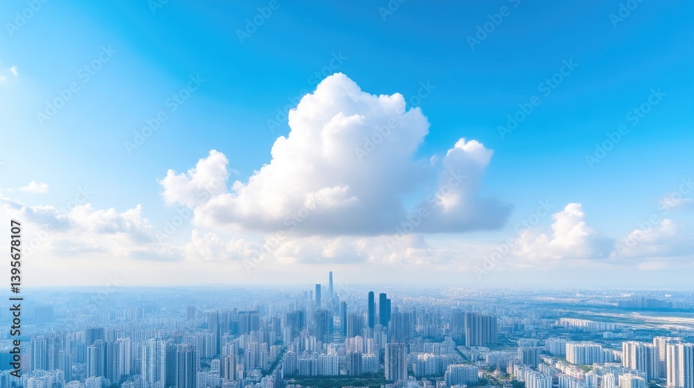 Obraz premium Cityscape with a large cumulus cloud