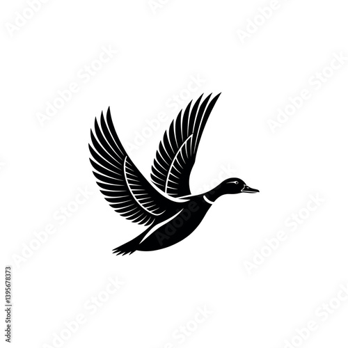 duck silhouette logo vector line art logo design