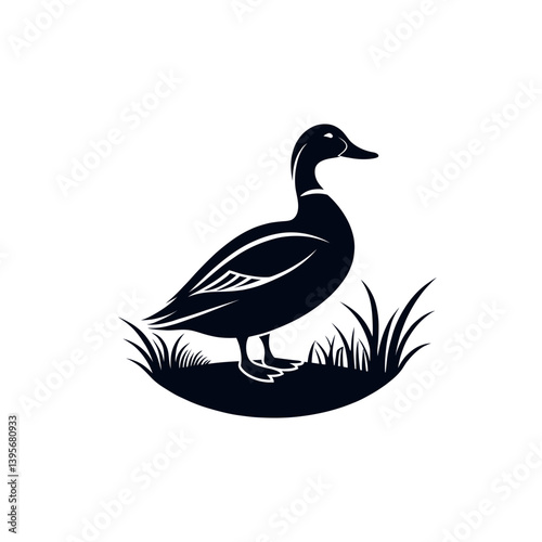 duck silhouette logo vector line art logo design