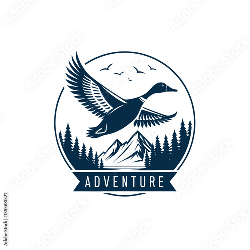 duck silhouette logo vector line art logo design