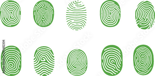 Fingerprint vector icons. Finger print id authentication symbol set.