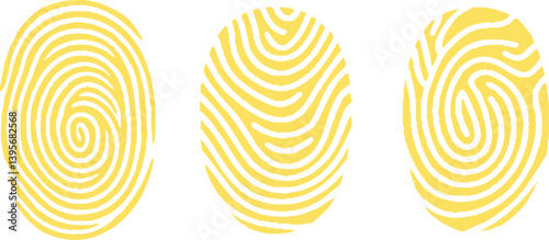 Yellow fingerprint vector icons. Finger print id authentication symbol set. fingerprint logo. vector icon design template