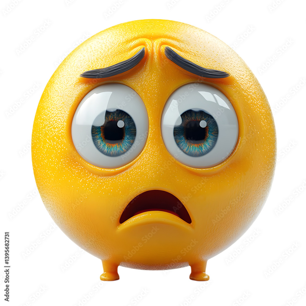 3D Render Sad Emoticon Illustration
