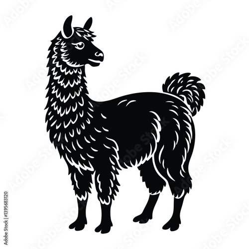 alpaca silhouette white background.