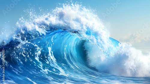 Ocean wave, light blue background, high resolution stock photo, water texture. Chilling Undertow. Illustration