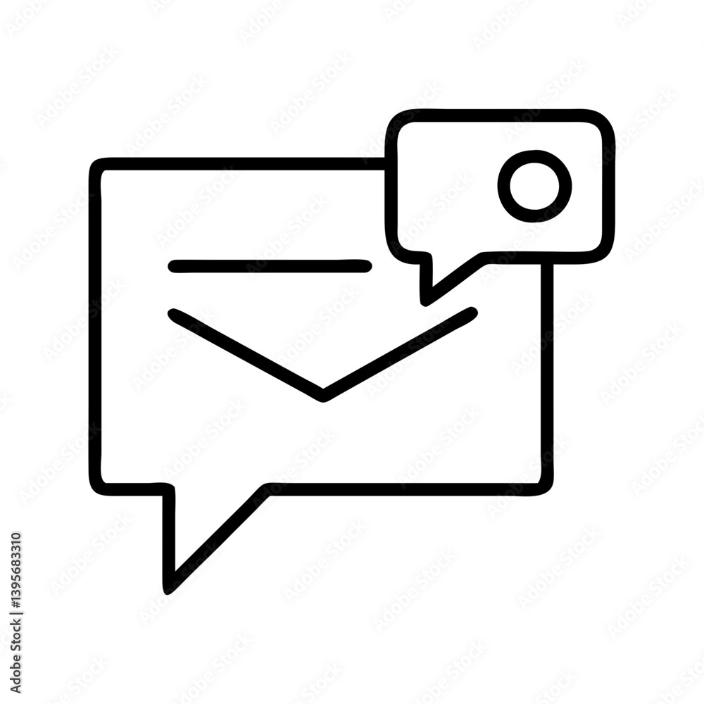 Message notification icon vector illustration for social media and communication apps Message notification icon vector illustration for social media and communication apps