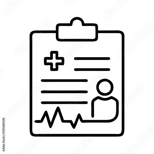 Medical record clipboard with patient data and health information outline icon