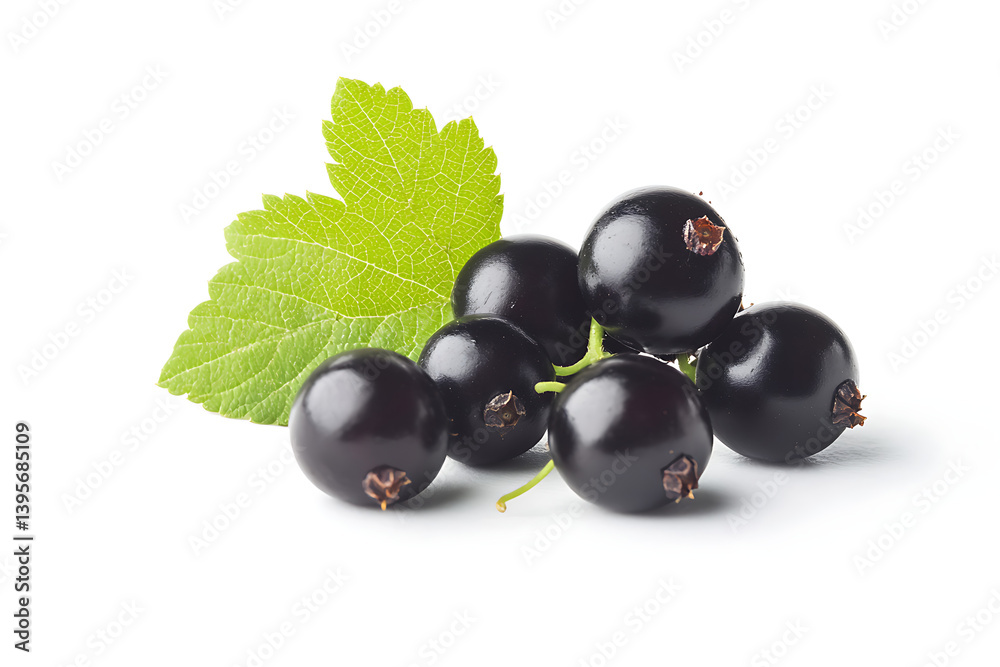 Fresh Blackcurrant Berries in a Small Bunch, Isolated on White Fresh Blackcurrant Berries in a Small Bunch, Isolated on White