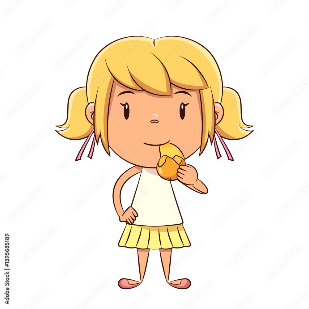 Little girl eating mango Little girl eating mango