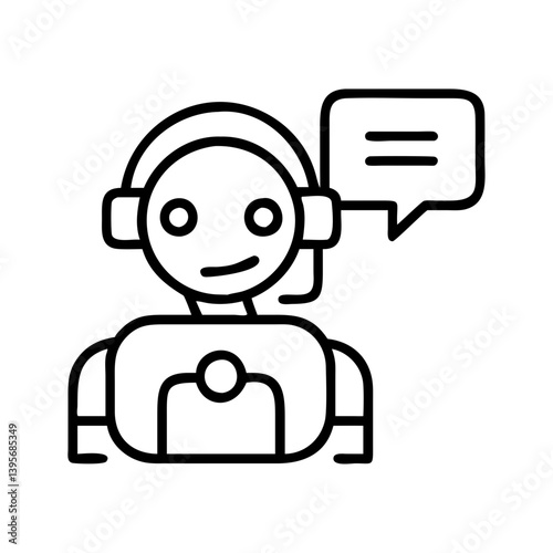 Robot customer service chatbot icon for ai support and automation technology help