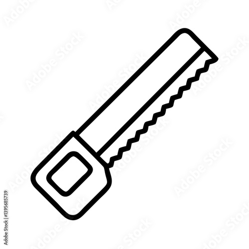 Hand saw outline vector icon for woodworking projects and diy construction tasks