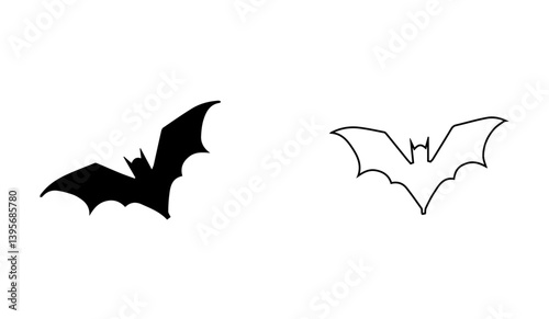 halloween bat and bats vector set