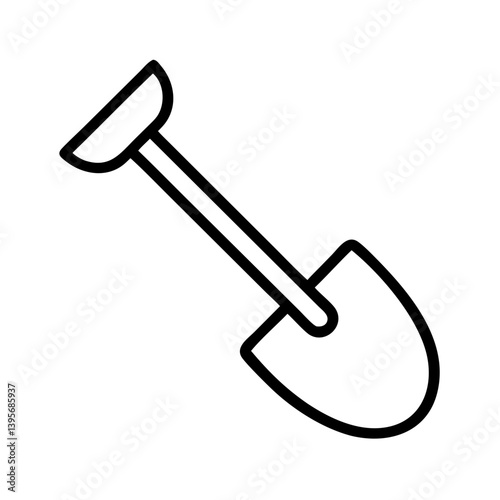 Outline shovel icon vector illustration for gardening digging and construction work