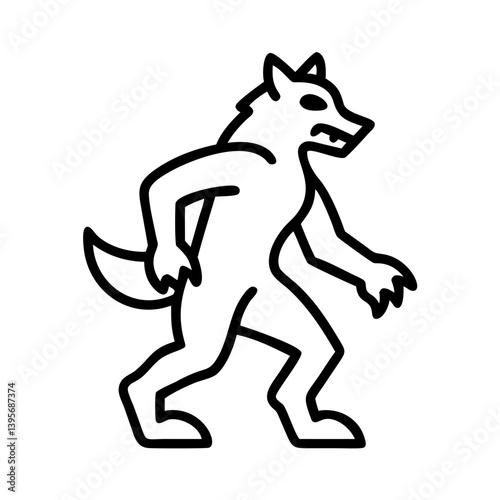 Werewolf monster halloween creature vector illustration spooky beast outline art