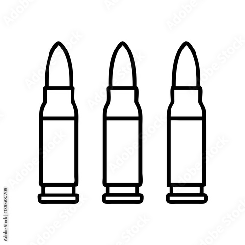 Three bullet ammunition vector illustration for shooting range and firearm use