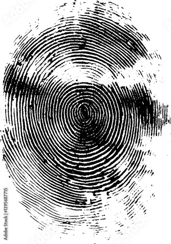 Black fingerprints, vector white Background isolated.