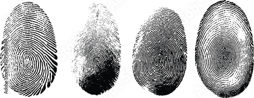 Black fingerprints, vector white Background isolated.