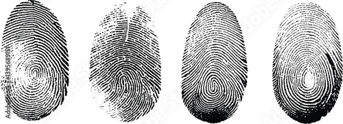 Black fingerprints, vector white Background isolated.