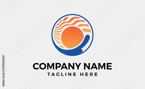 Suns and waves logo template.