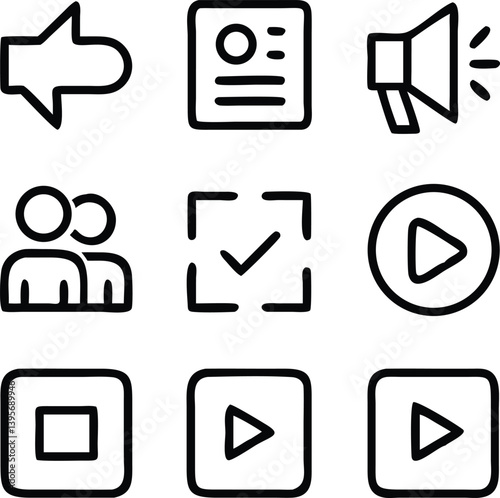Social Media Icon Pack Vector | Network, Share & Communication Line Icon Set