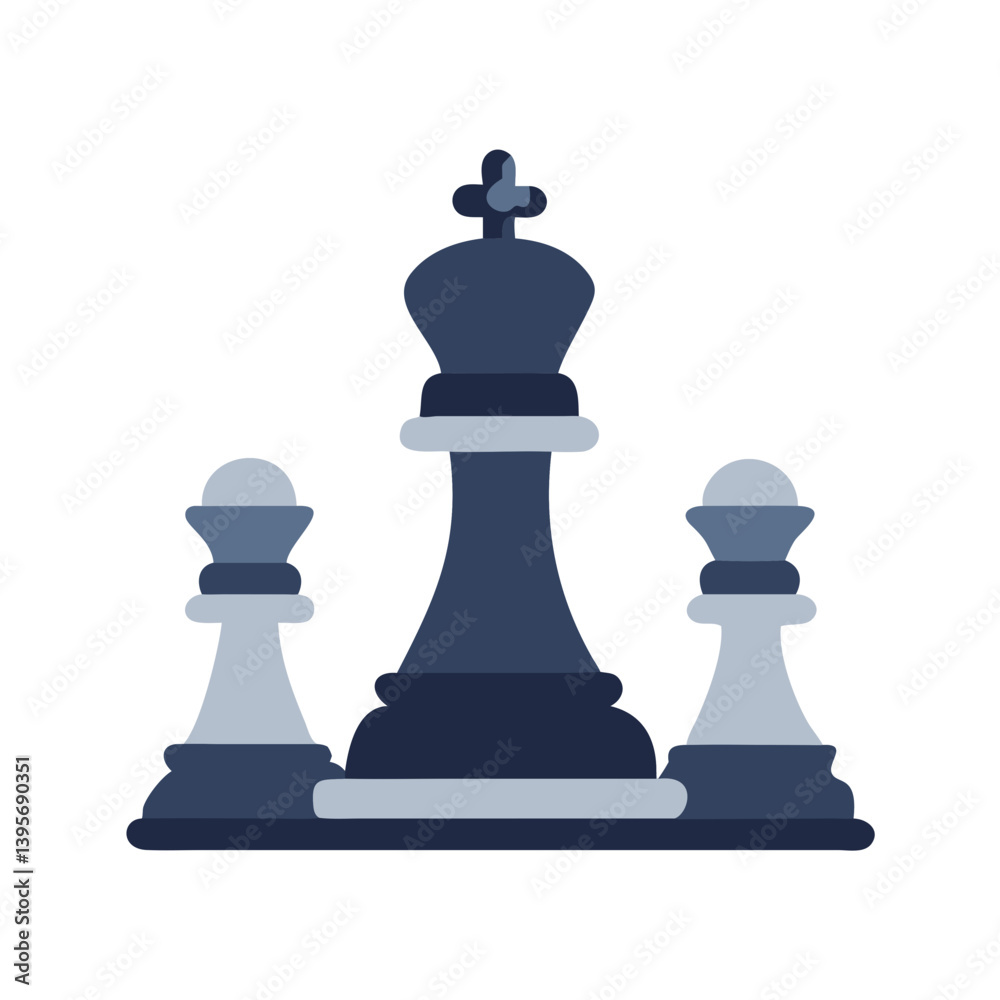 Chess Pieces with King and Pawns Icon Design Chess Pieces with King and Pawns Icon Design