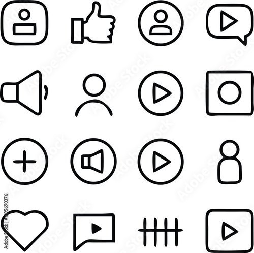 Social Media Icon Pack Vector | Network, Share & Communication Line Icon Set