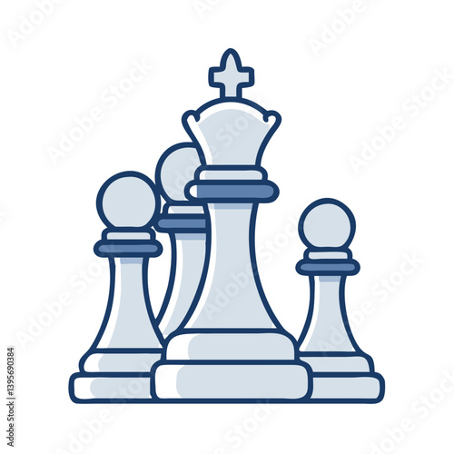 Chess Pieces with King and Pawns Icon Design