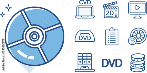 Set of DVD Illustration vector design, DVD icon design, CD vector design
