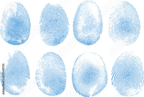 Fingerprint icons. Personal id identity. Press finger, scan for safety.