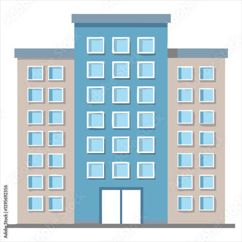 Clean vector icon of multi floor office building with windows in flat minimal style  