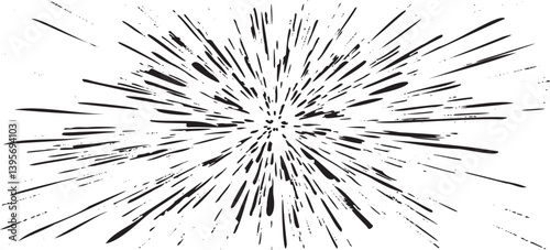 Circular starburst explosion texture. Distressed uneven grunge background. Abstract vector illustration. Overlay to create interesting effect and depth. Isolated on white background.