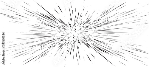 Circular starburst explosion texture. Distressed uneven grunge background. Abstract vector illustration. Overlay to create interesting effect and depth. Isolated on white background.