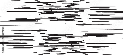 Monochrome texture composed of irregular graphic elements. Distressed uneven grunge background. Abstract vector illustration. Overlay for interesting effect and depth. Isolated on white background.