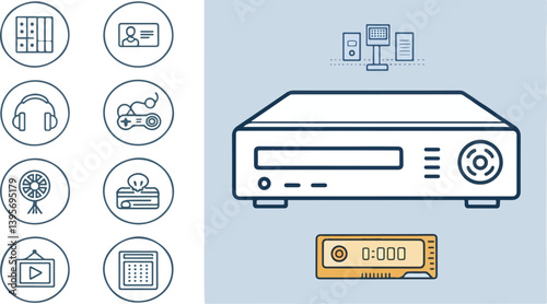 Set of DVD player Illustration vector design, DVD player icon design, DVD player vector design