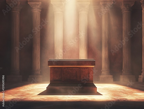 Obraz na płótnie An ancient temple altar bathed in radiant sunlight. w salonie