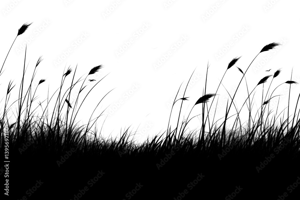 PNG Grassland meadow silhouette landscape sunlight.