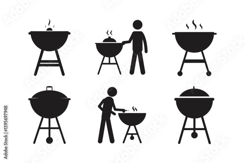 bbq party scene icon vector art silhouette