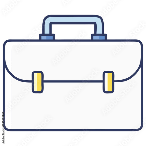 Clean vector icon of briefcase with handle and latch in flat minimal style for public use  