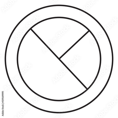 Minimal portion plate icon with three sections represents balanced diet and portion control, ideal for visuals on nutrition planning, healthy eating habits, and meal structure concepts