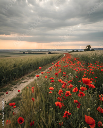 poppy field in summer