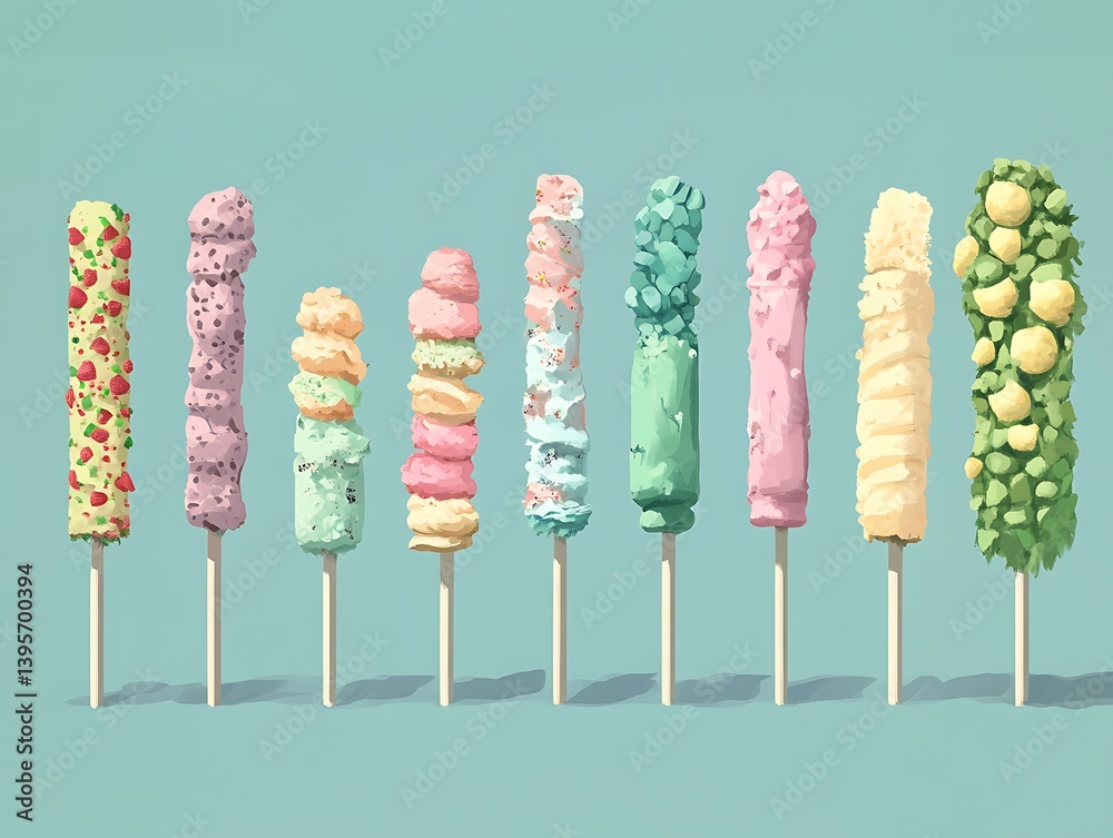 Colorful lollipop treats arranged in a pastel palette.