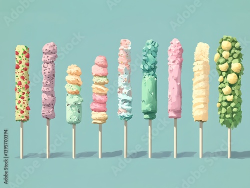 Obraz na płótnie Colorful lollipop treats arranged in a pastel palette. w salonie